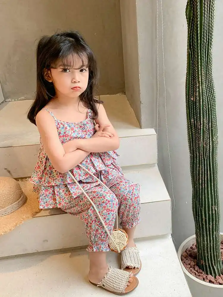 Лето 2020 детская одежда новый костюм на лямках для девочек праздничные