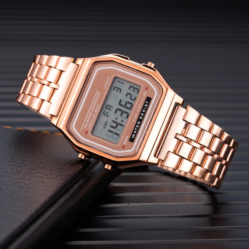 Часы наручные мужские и женские роскошные цифровые светодиодные часы для