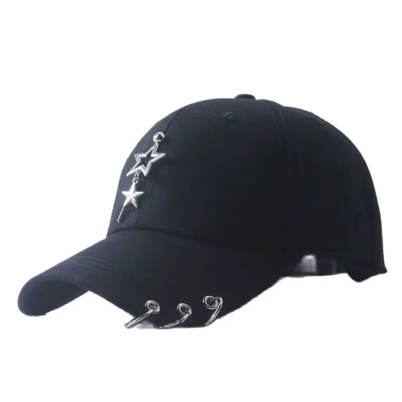 

Fashion Hip Hop Cotton Baseball Cap Creative Piercing Ring Punk Adult Casual Adjustable Unisex Hat Gothic Dark Snapback Hat