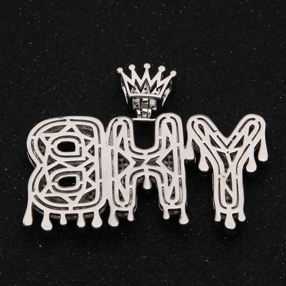 Hip Hopking collier hommes personnaliser goutte a gotte cop initial lettre pendentif en argent или rose commission what gem cub
