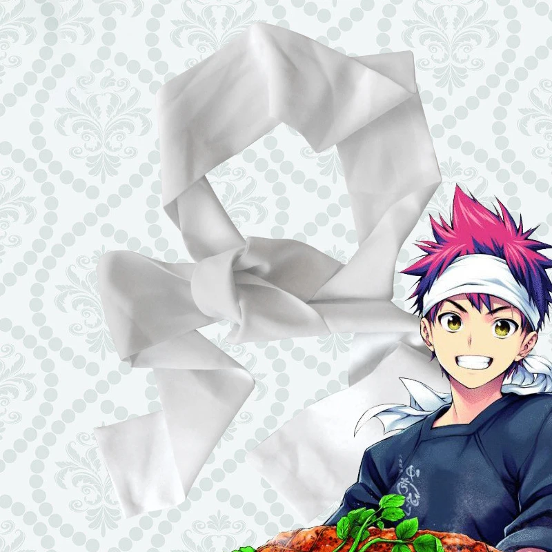 Костюм косплея Юкихиры Соумы из "Пищевых войн" - Топы, рубашка, фартук, шарф, красные парик и униформа шеф-повара для мужчин.