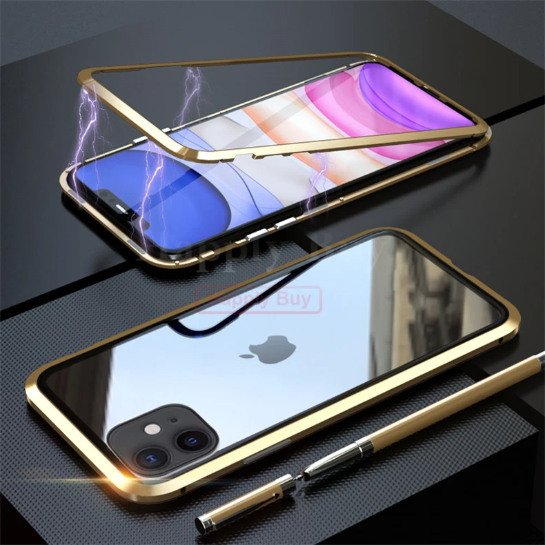 Магнитный адсорбционный чехол для телефона iPhone 11 Pro Max, чехол с магнитом для iPhone 11 Pro Max, чехол, чехлы из металла, Bumber Coque