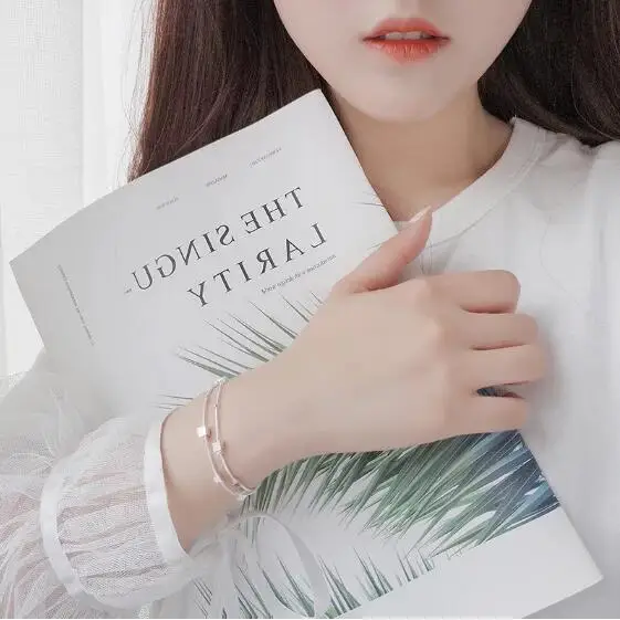 Женский браслет из серебра 925 пробы с двойной цепочкой|Гибкие и жесткие браслеты|