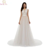 simple a line sleeveless boho wedding dresses elegant scoop neck illusion lace bridal gowns vestido de noiva 2019 robe de mariee