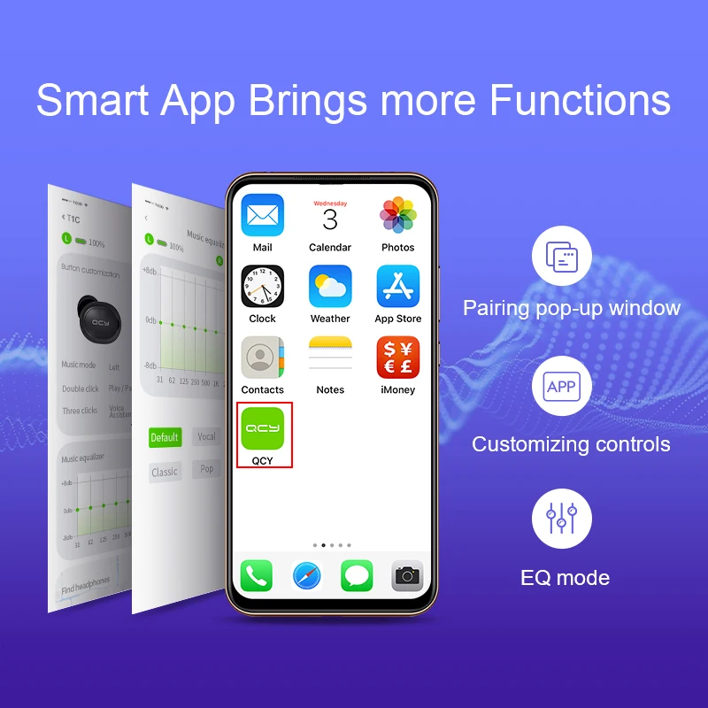 

QCY T1C New Power Wireless Bluetooth Sports Earphones long standby hifi sound quality ENC HD noise canceling with case