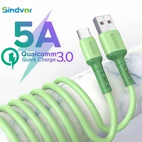 1m liquid silicone 5a super fast charge cable micro usb type c cable for samsung xiaomi for iphone huawei charging wire data