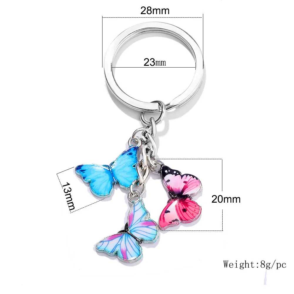 10PCS New Colorful Enamel Butterfly Keychain Insects For Women Car Purse Bag Rings Pendant Charms Accessories Jewelry Gifts | Украшения и
