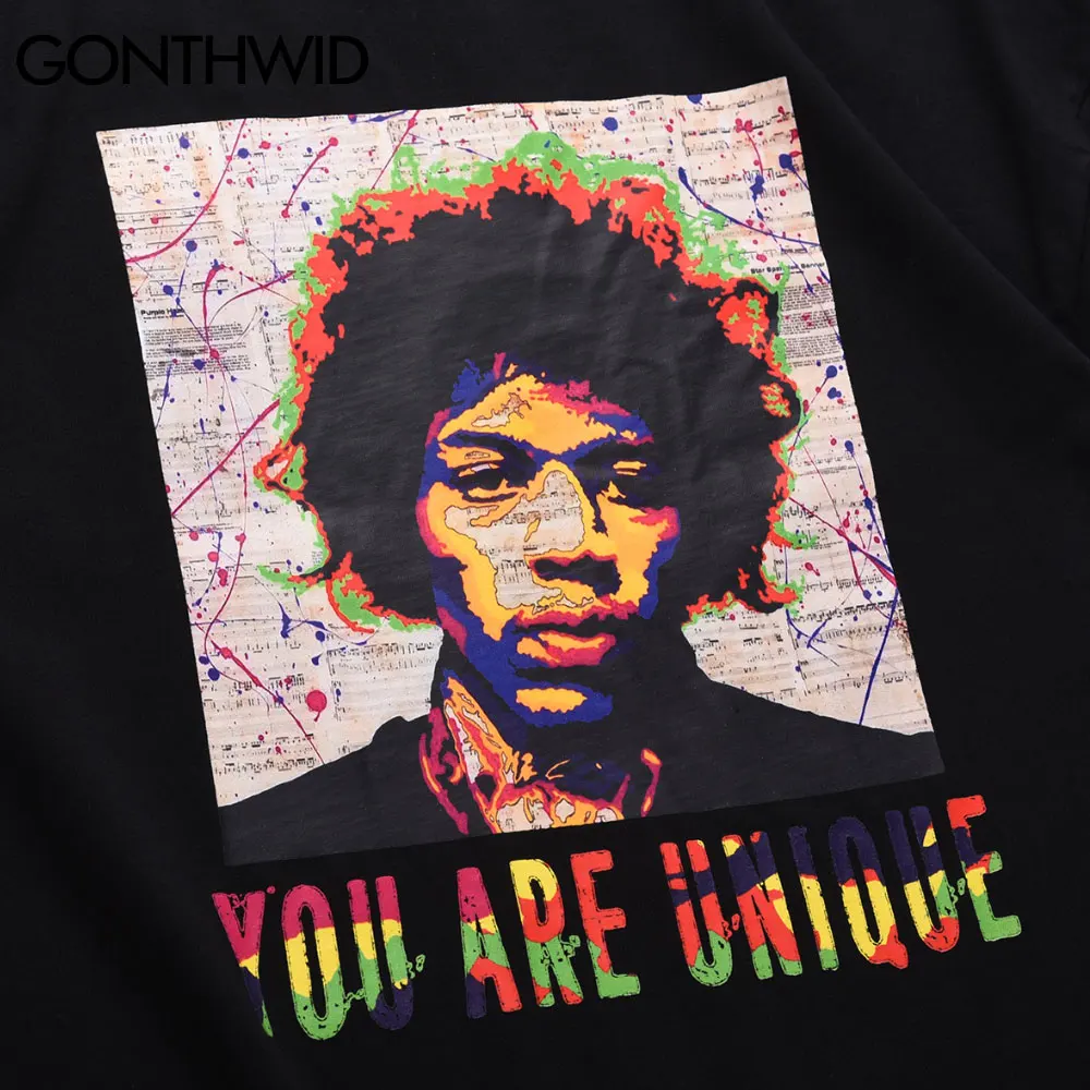 

GONTHWID Tees Shirts Streetwear Hip Hop Rainbow Graffiti Ink Poster Tshirts Men Hipster Harajuku Casual Cotton Short Sleeve Tops