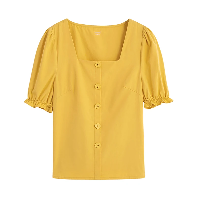 Летняя классическая блузка INAMN в стиле ретро с квадратным вырезом и коротким