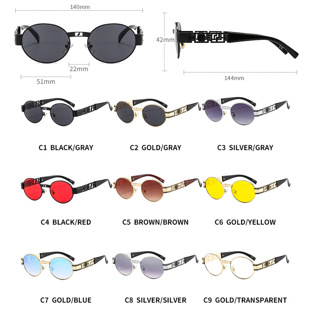 

LongKeeper Trend 2021 Round Steampunk Sunglasses Men Women Brand Design Metal Punk Hollow Legs Sun Glasses Vintage UV400 Eyewear