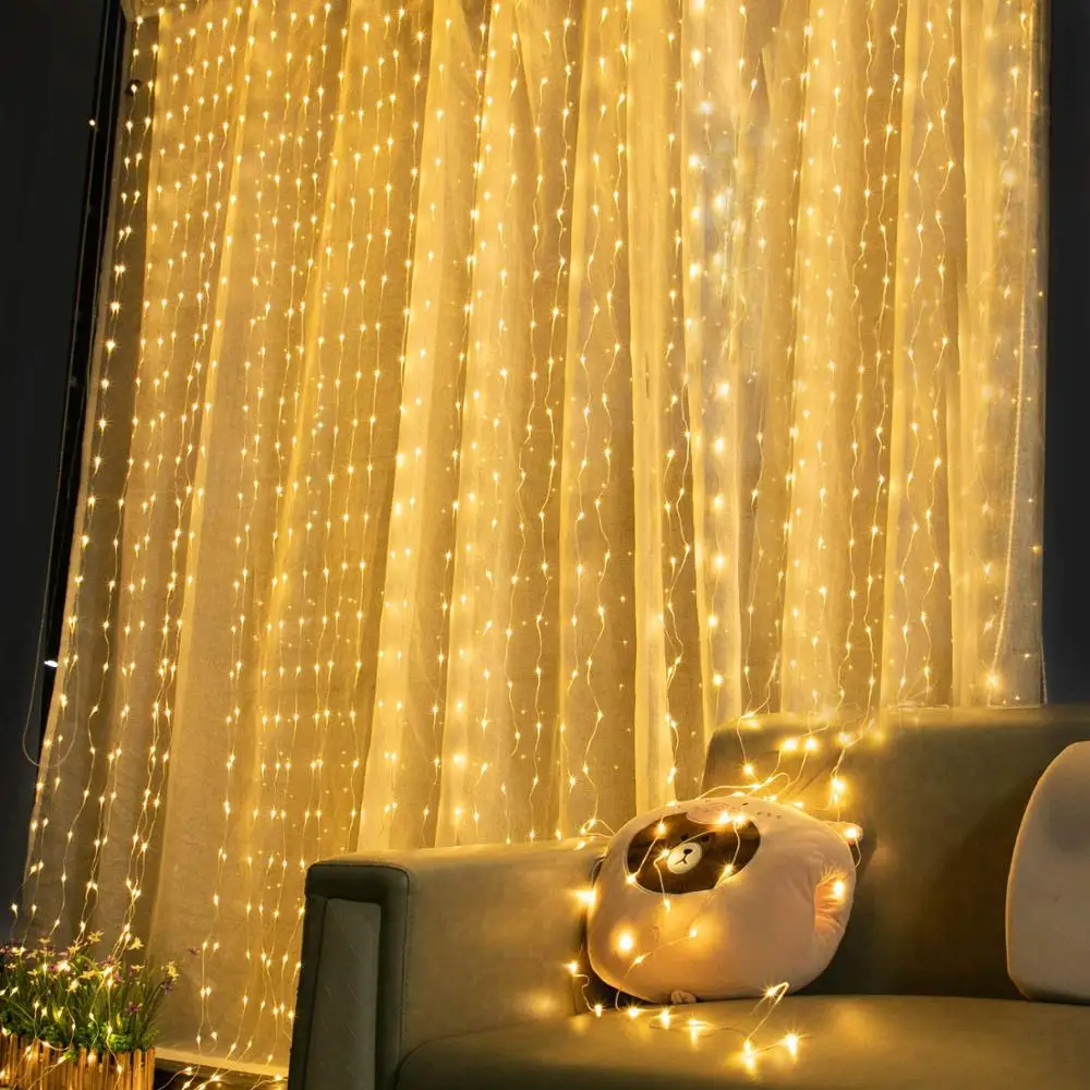 USB DC5V занавес светильник 8 режимов Светодиодный Гирлянда для праздника Новый год