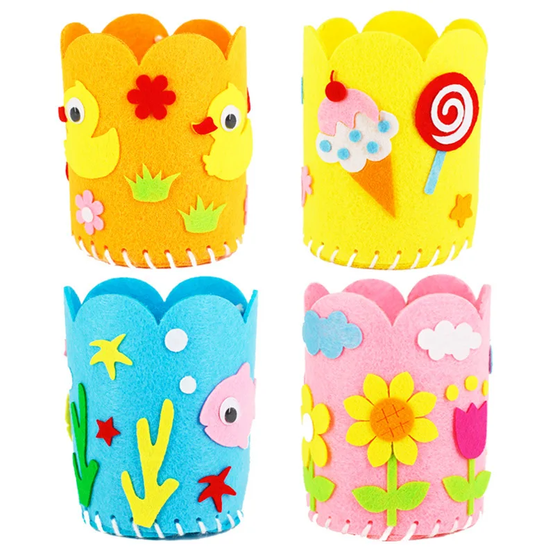

4Pcs/Set Kids DIY Craft Pencil Holder Educational Toys For Children Creative Handwork Pen Container Arts And Crafts Toys Gifts