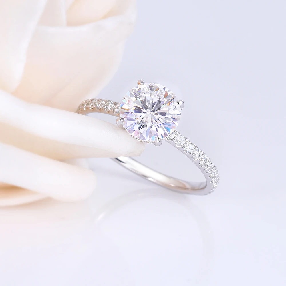 DovEggs Romantic 14K white gold 3ct Cusion Cut EF color Moissanite diamond jewelry ring for woman wedding engagement gift | Украшения и