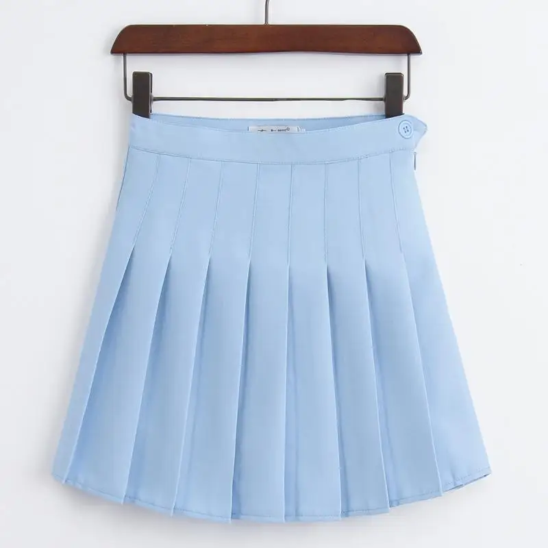 

Women Fashion Casual All-Match Short Pure Color Japanese and Korean College High Waist A-Line Skirt Pleated Skirt Tennis Skirt