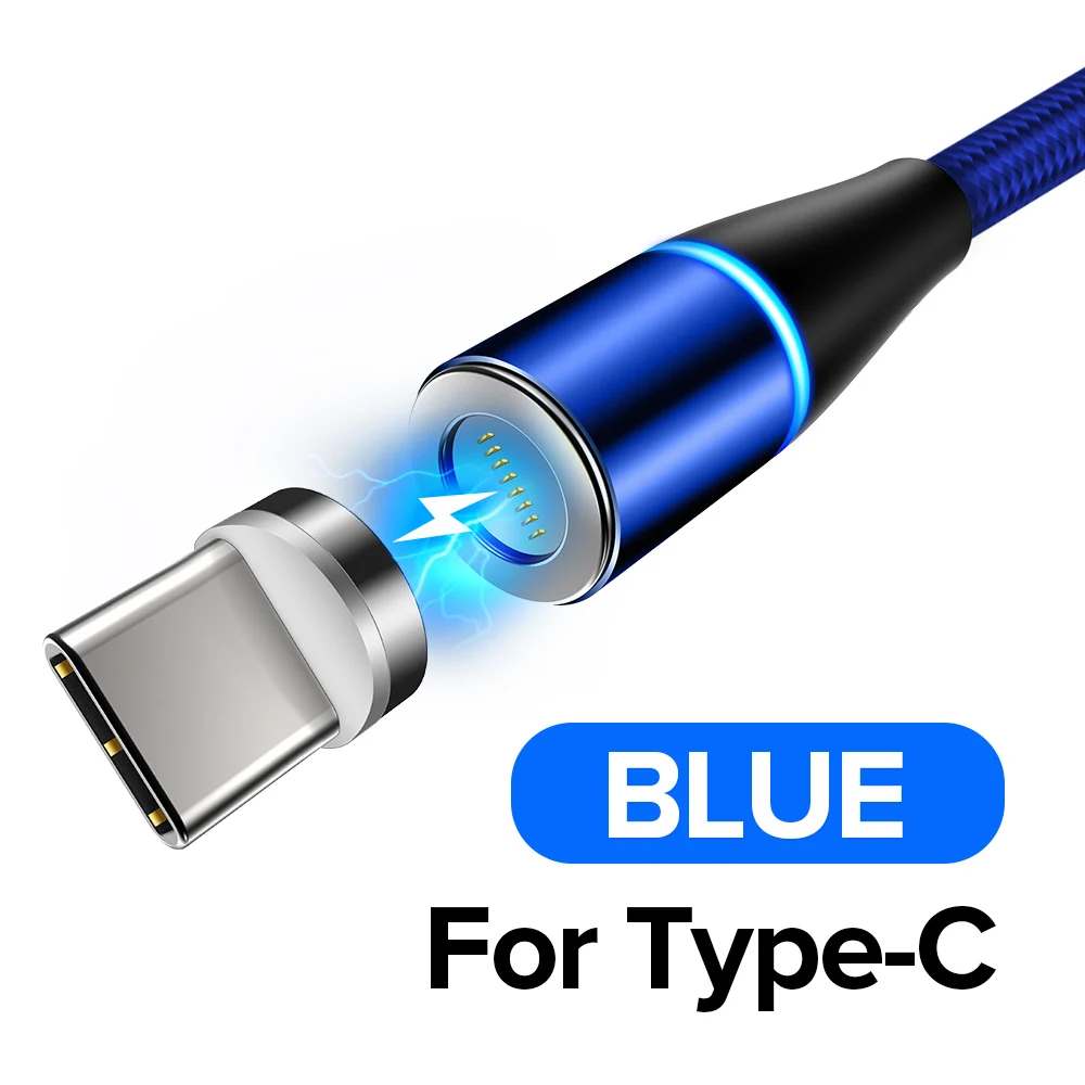 Blue For Type C Venroii 1 м 2 м Быстрый Магнитный кабель 3 А Быстрая зарядка 3,0 микро USB зарядное устройство type C Зарядка для samsung S9 Xiaomi Магнитный шнур для телефона - Цвет: Blue For Type C