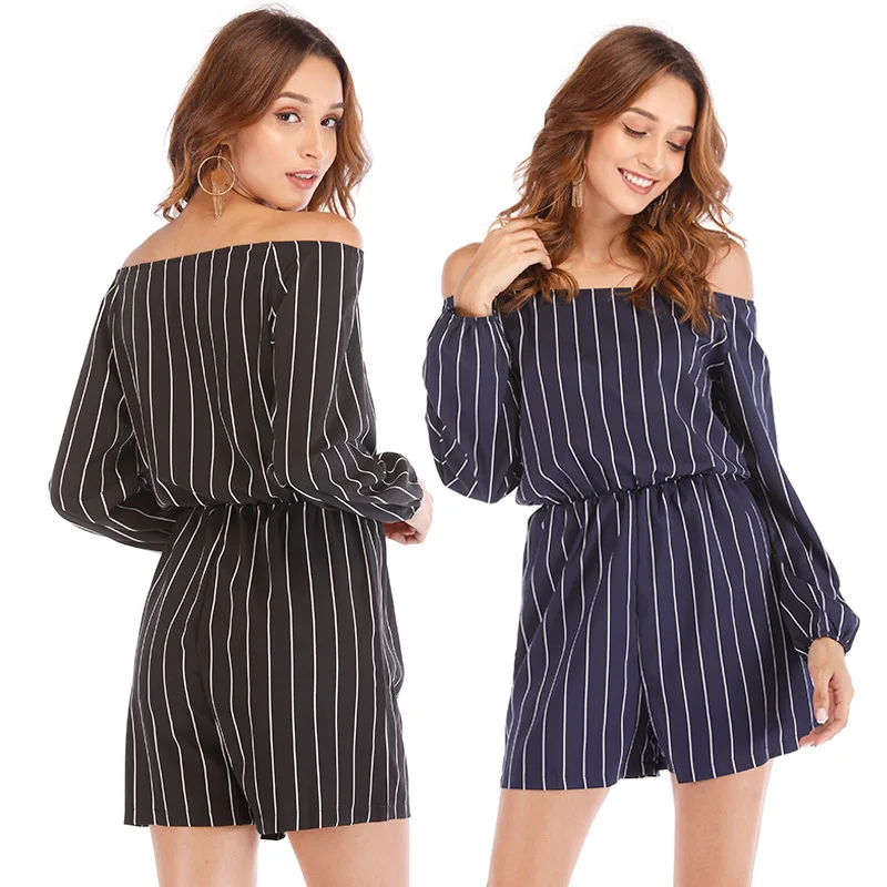 

Female Long Sleeve Ladies Bodysuits Women Hot Striped Jumpsuits Womens Sexy Playsuits