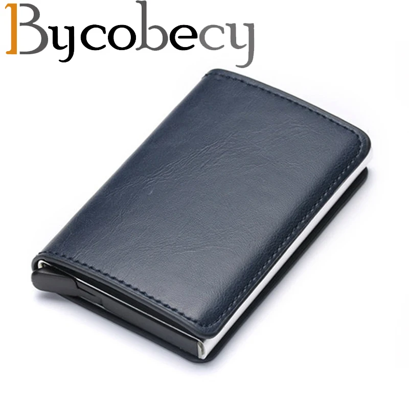 Мужская автоматическая визитница Bycobecy, футляр для удостоверения личности, держатель для кредитных карт, бумажник с радиочастотной идентификацией, алюминиевое портмоне