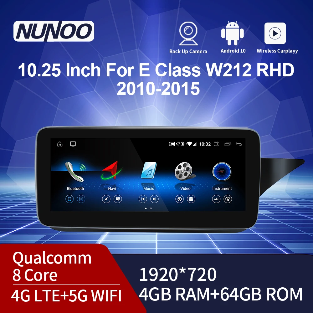 저렴한 Nunoo 안드로이드 무선 Carplay 인터페이스 자동차 멀티미디어 플레이어 메르세데스 벤츠 E 클래스 W212 E200 E260 S212 E350 2014 NTG4.5 4.