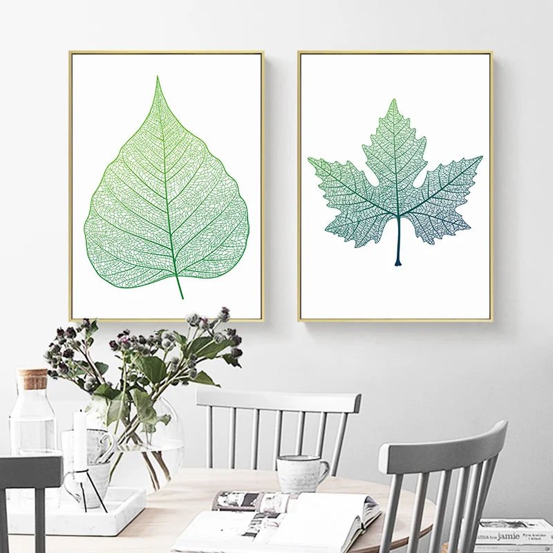 Скандинавское украшение зеленое растение лист холст живопись современный