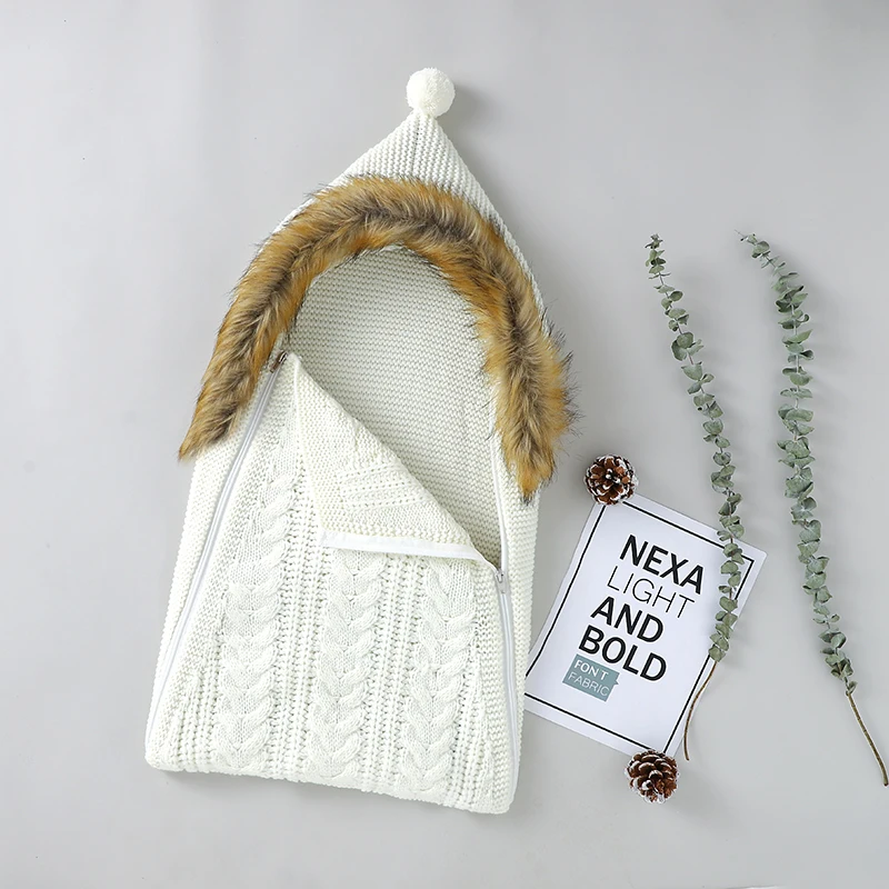 

Baby Sleeping For Autumn Bag Knitted Solid Newborn Boy Girls Sleep Sack Zipper Toddler Infant Swaddle Wrap Soft Warm Winter 0-6M