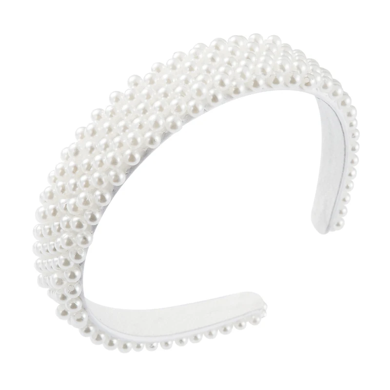 

Vintage Baroque Full Imitation Pearl Headband for Woman Luxurious Color Crystal Beaded Princess Hairband Girls Wedding Headwear