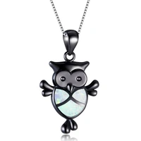 fashion jewelry cute owl artificial opal pendant necklace girl party charm accessories pop jewelry birthday gift