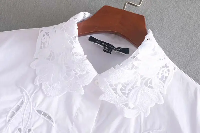 Осень зима 2019 г. Новая блузка с вышивкой и вырезом длинными рукавами C4 26294| |