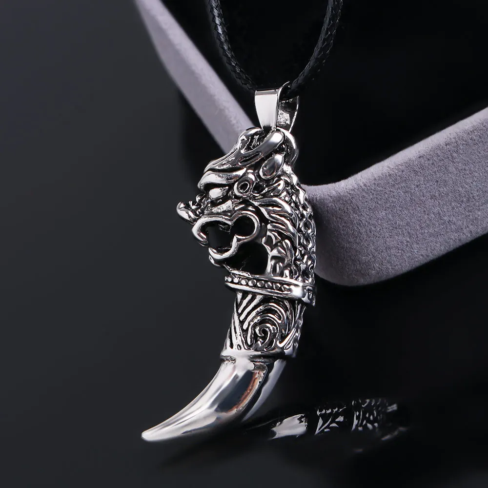 1 шт. мужской кулон волчий зуб кожаная веревка колье ювелирные изделия|necklace