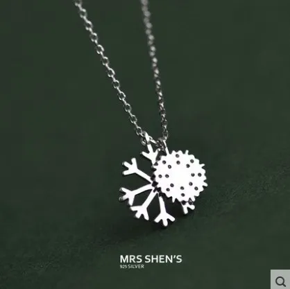 

GU04 925 silver necklace female models Christmas rice word snowflake fashion pendant