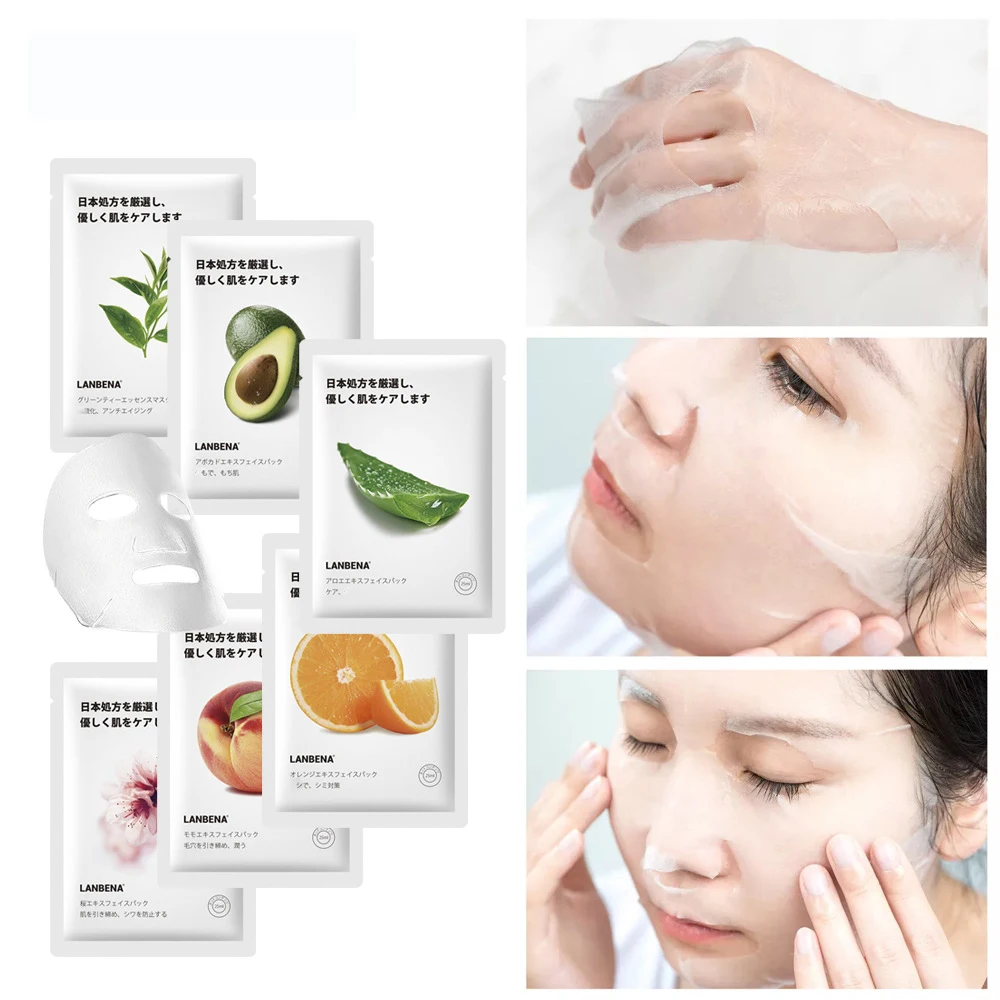 

Skin Care Six Fruit Plant Facial Mask Moisturizing Brightening Oil Control Sakura Aloe Green Tea Fruit Mask Repair Face Mask