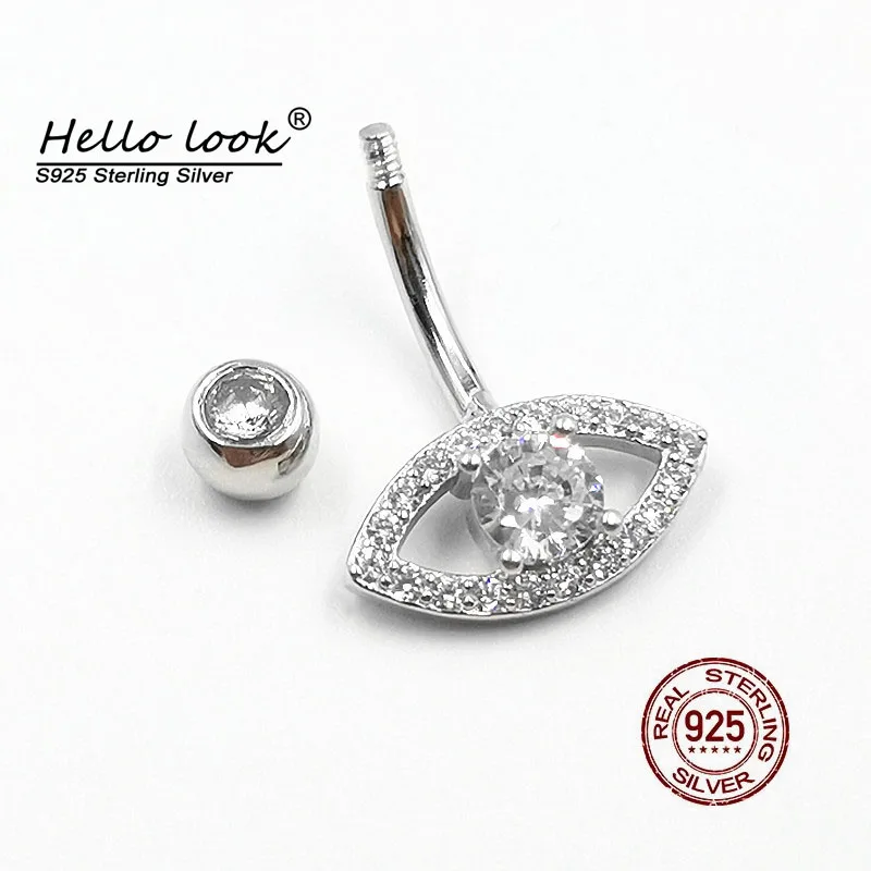 HelloLook 925 пробы Серебряный пирсинг для пупка с цирконом кольцо кристаллами