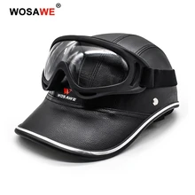 WOSAWE PU Электрический велосипед Скутер для верховой езды шлем и очки для защиты от УФ лучей во время вело полуоткрытый уход за кожей лица шлем Бейсбол Кепки