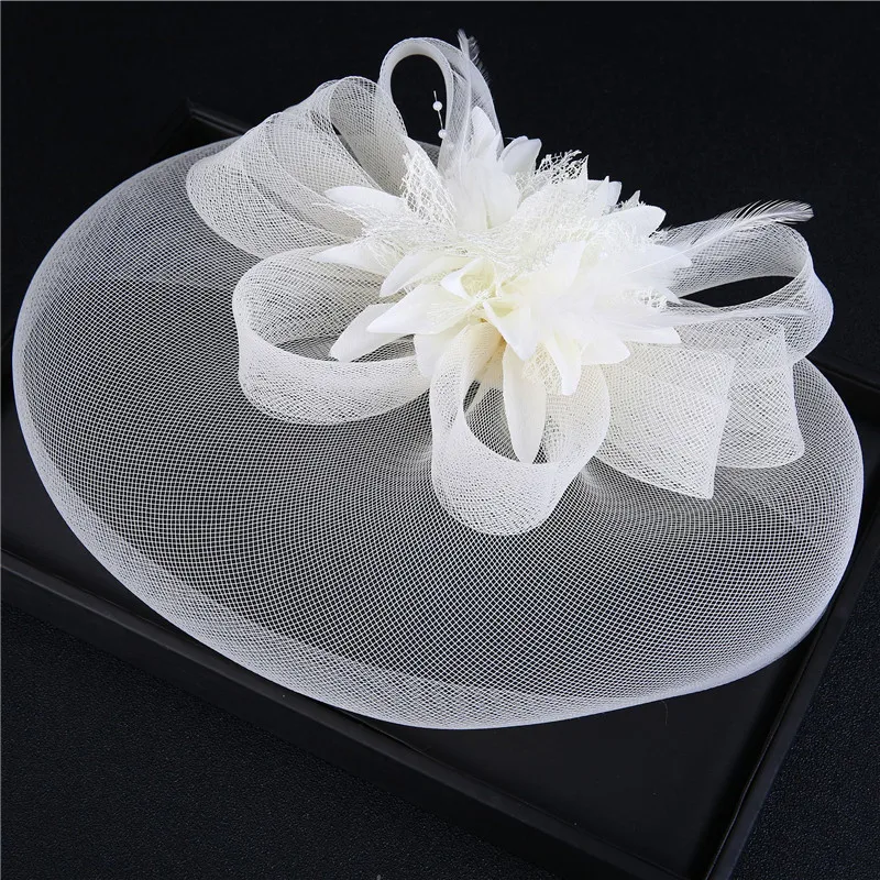 

Bride Fedoras with Clip Fascinator Hairpin Wedding Party Fascinat Mesh Yarn Flower Hair Pins Hat Hair Accessories for Women