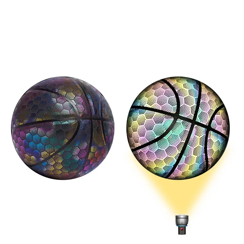 

Holographic Glowing Reflective Basketball College Basketball Size 7 Light Up Camera Flash Glow In The Dark Basketball Perfect