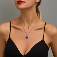 sumeng 2021 new titanic heart of ocean blue heart love forever pendant necklace for women men jewelry gift