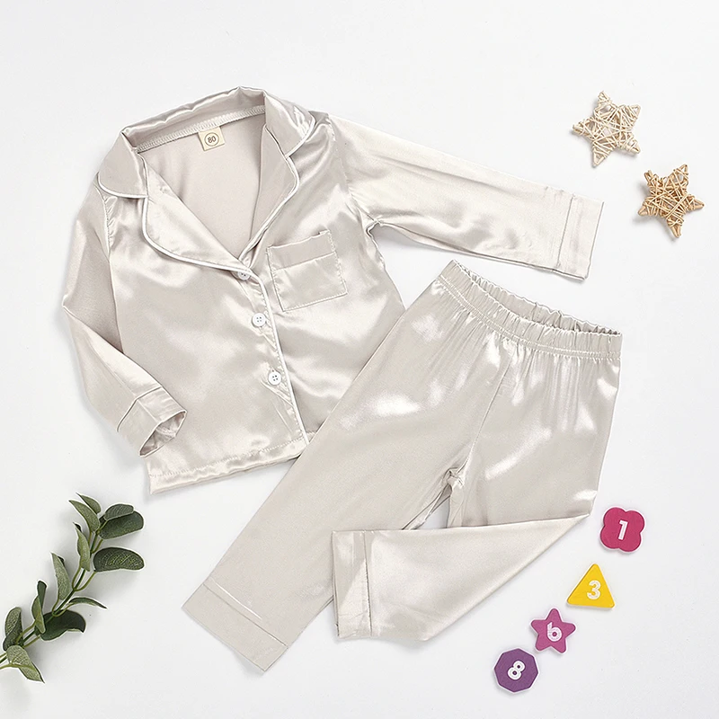 

Quality Pajamas Sets Kids Pajamas Loose Shirt+ Pants Children Casual Solid Color Sleepwear For Kids Autumn Children's Clothing