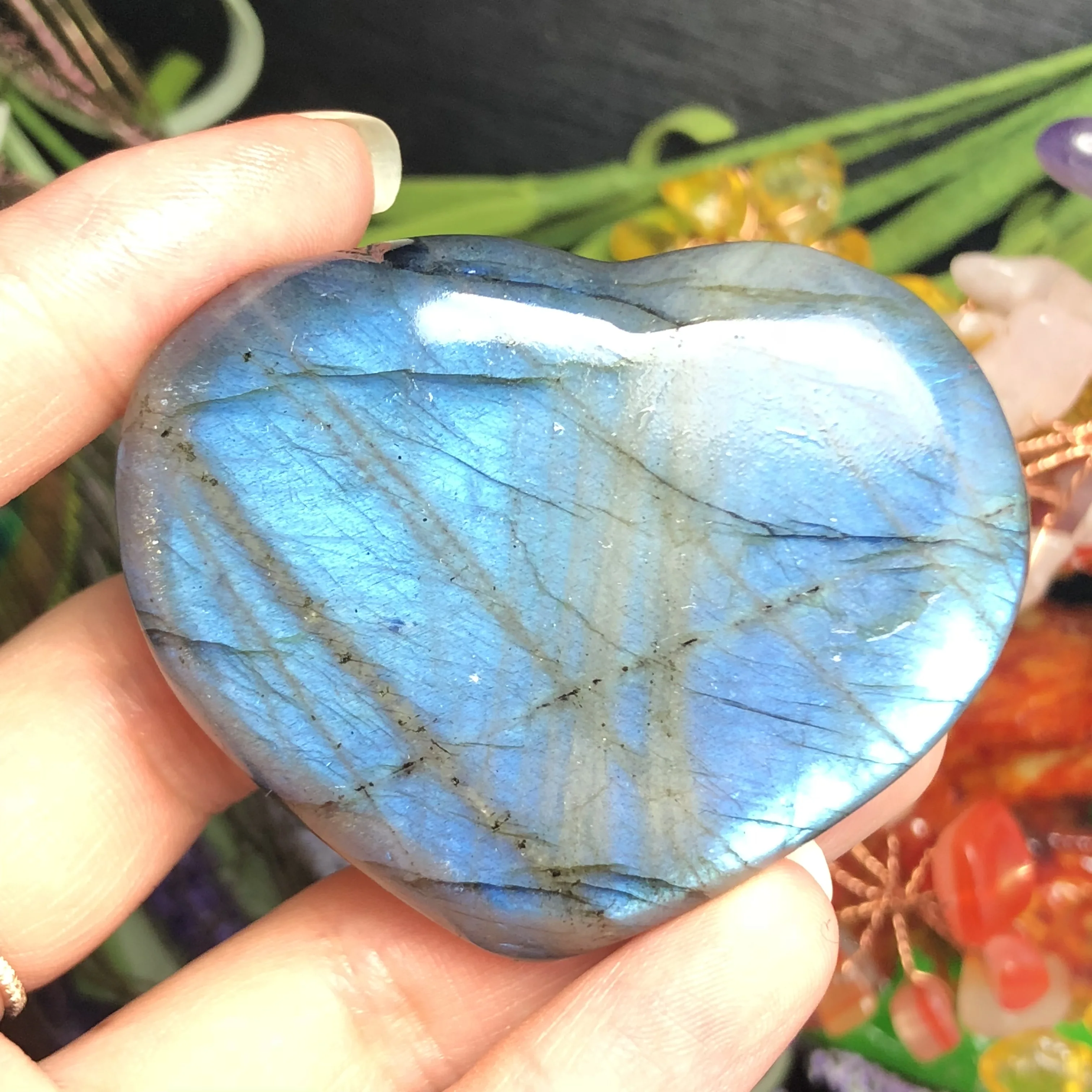 

Природный лабрадор резные хрустальные сердца, Красивое Ремесло домашнее украшение