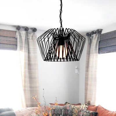 

Nordic Black Color Wrought Iron Birdcage Pendant Light For Dining Room Bar Lamp hanging lamp