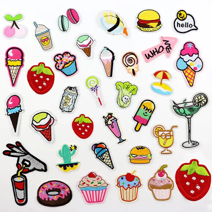 Нашивки с вышивкой мороженого для одежды diy железные на небольших заплатках
