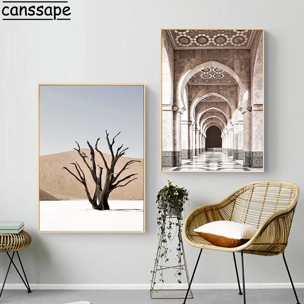 Марокканская дверь верблюжья стена картина холст скандинавский постер пейзаж