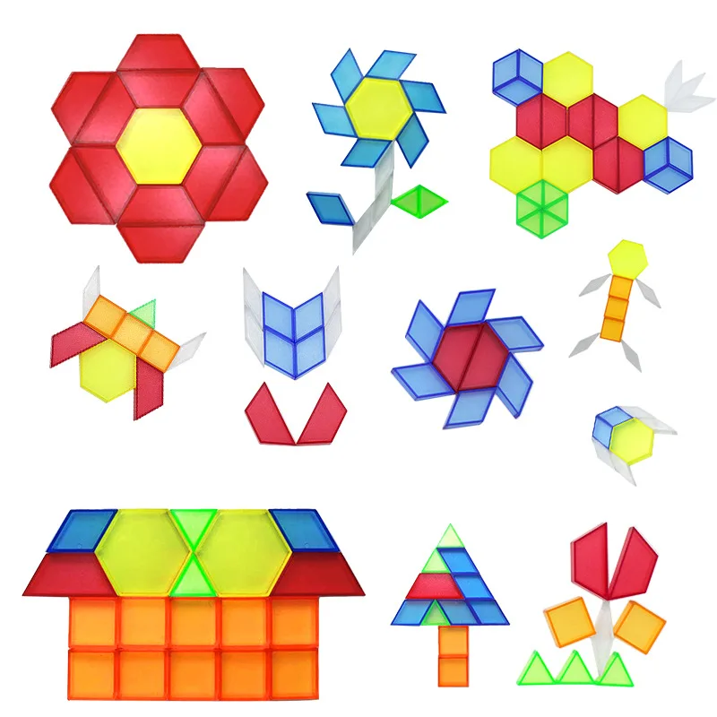 Rompecabezas 3D de 180 piezas para ni&ntilde;os, juguete educativo Montessori, geom&eacute;trico, con forma de Color arco&iacute;ris, transparente, DIY, juguetes de aprendizaje-2