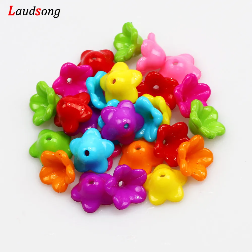 50Pcs 12mm Mixed Color Morning Glory Acrylic Flower Spacer Beads For Jewelry Making Necklace Bracelet DIY Accessories | Украшения и