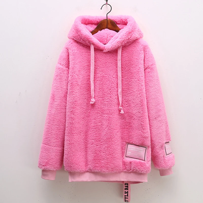Женские весенние плисовые толстовки с капюшоном на осень и зиму Теплые