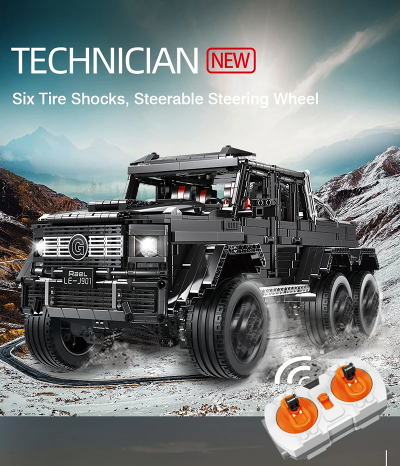 LE J901 6x6 Off модель дорожного транспортного средства Sets MOC High Tech SUV Car строительные