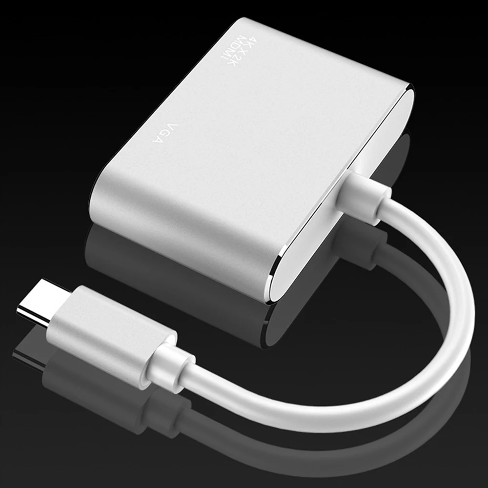 2 в 1 USB C HDMI Type к VGA адаптер 3 4K аудио видео конвертер для ноутбука Macbook Pro |