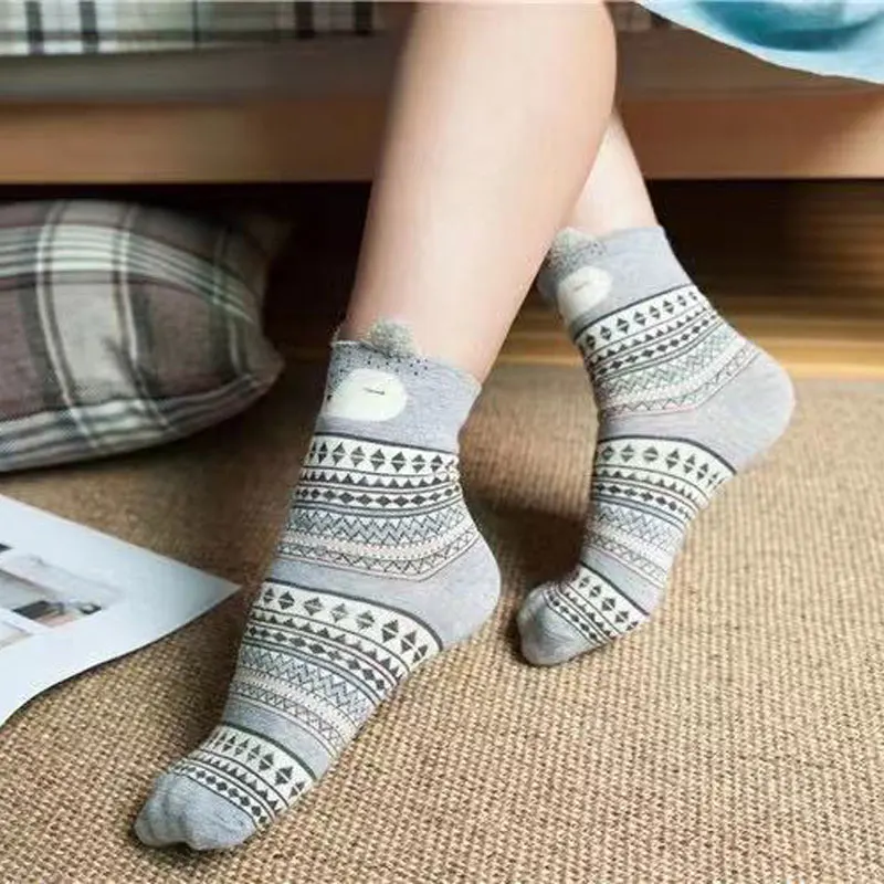 

4 Pairs/Set High Quality Cute Elegant Cartoon Socks Sweet Harajuku Cotton Women Socks Animal Kawaii Casual Short Socks