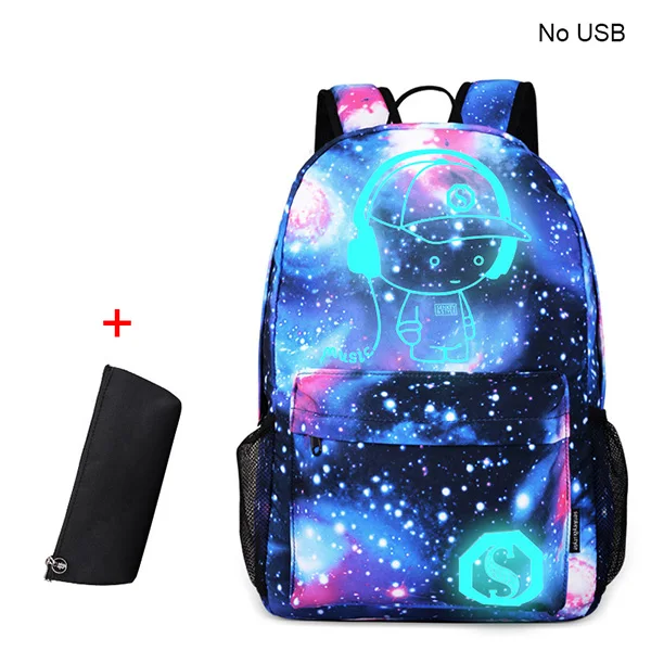 Blue bag-pen bag DIOMO классные светящиеся школьные ранцы для мальчиков и девочек рюкзак с usb зарядкой аниме рюкзак для девочек-подростков Противоугонный - Цвет: Blue bag-pen bag