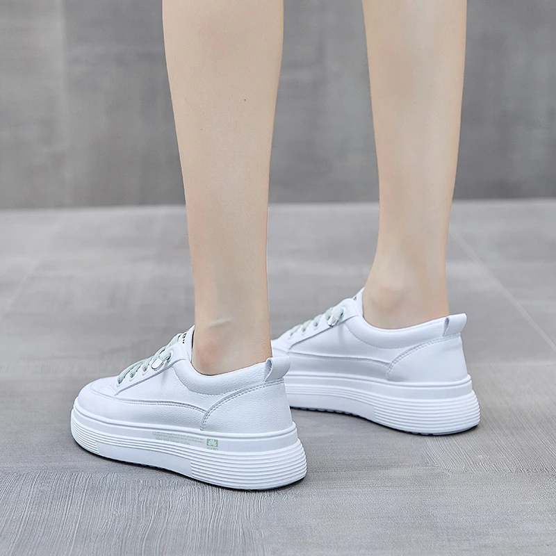

Leather Small White Shoes 2021 New Summer Women's Shoes Korean Leisure Board Shoes Thick Soled Sports Flat Running Shoes 35-40