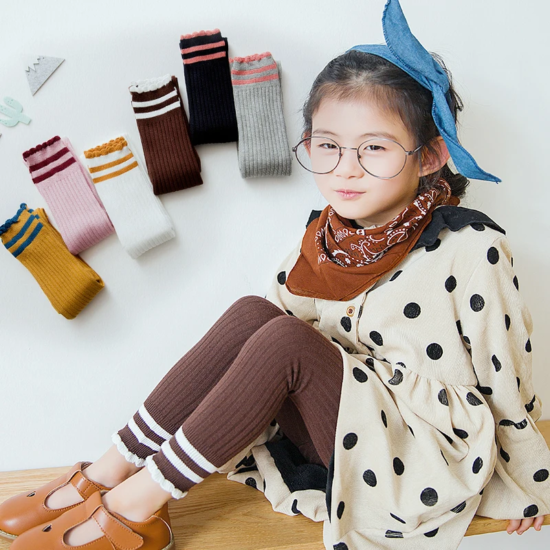 

Seven&mami kids Girl Picot Tights Stocking Pantyhouse HOCKN Nina Roupas Infantil Menina Toddler tights Ribbed Cotton tights