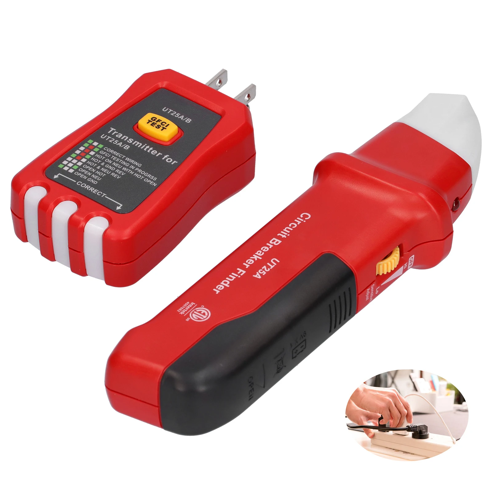 

UNI-T UT25A 110 В выключатель искатель розетки США тестер с аналоговым приемником и светодиодным индикатором GFCI Выходной тестер для дома